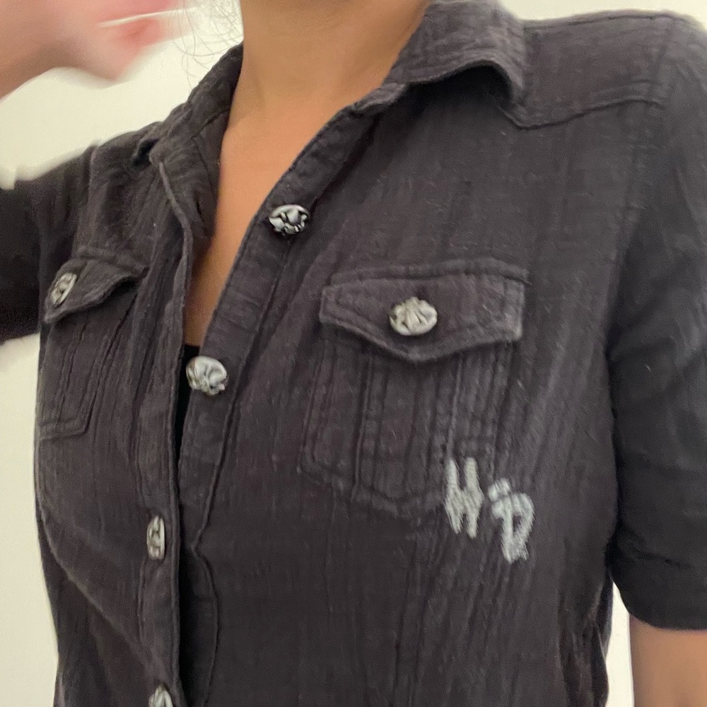 Harley Davidson black short sleeve button down shirt
